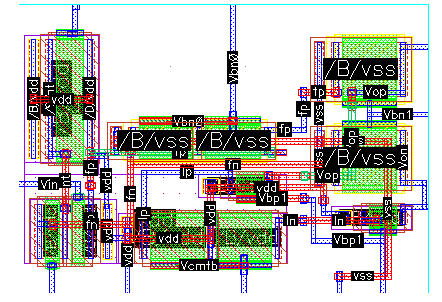 Folded-cascode OTA block-level GPDK045 layout